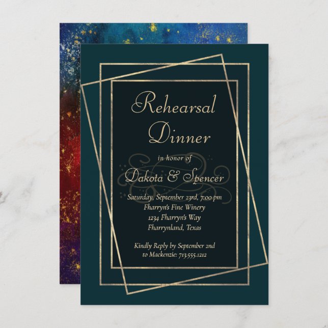 Convites Moody Ombre | Janto de ensaio de tonalidade de joi (Frente/Verso)