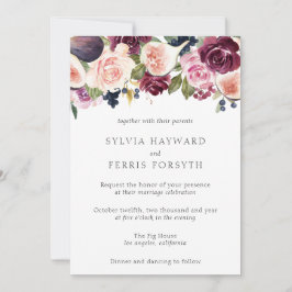 Convites Moody Plum Floral e Fig Wedding
