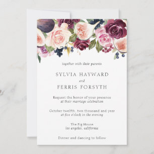 Convites Moody Plum Floral e Fig Wedding