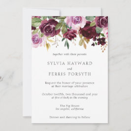 Convites Moody Plum Floral Wedding