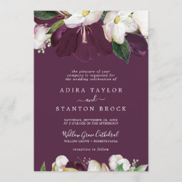 Convites Moody Purple Blooms | Casamento Formal De ameixa