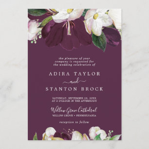 Convites Moody Purple Blooms Casamento Formal De ameixa