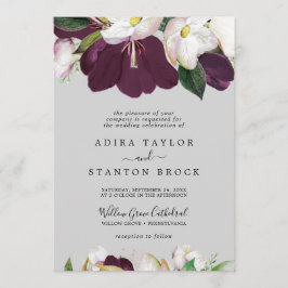 Convites Moody Purple Blooms | Cinza Formal Casamento