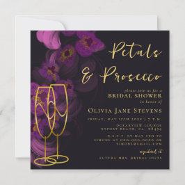 Convites Moody Purple Orchids Petals Chá de panela Prosecco