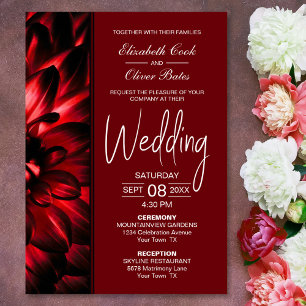 Convites Moody Red Floral Wedding