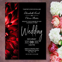Convites Moody Red Floral Wedding