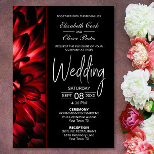 Convites Moody Red Floral Wedding