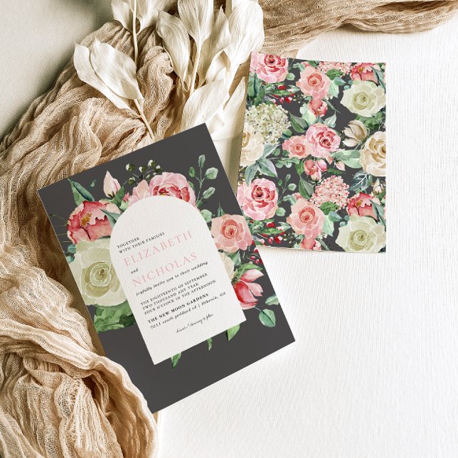 Convites Moody Rose | Casamento de Flores Românticas de Pri (Criador carregado)