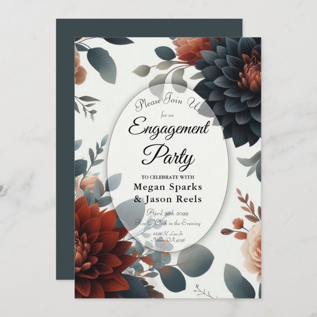 Convites Moody Rustic Fall Florals Festa de noivado (Frente/Verso)