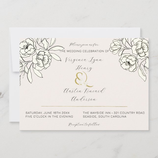 Convites Moody Smoked Dourado Ampersand (Frente)