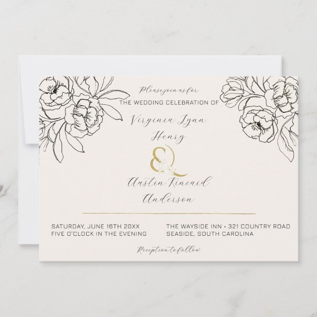 Convites Moody Smoked Dourado Ampersand 2 (Frente)