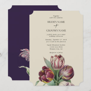 Convites Moody Watercolor Purple Tulips Casamento Simples
