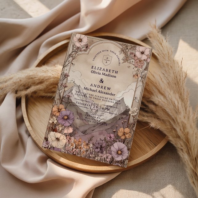 Convites Moody Wildflower Mountain Wedding (Criador carregado)