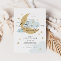 Moon and Stars Matte Blue Script Baby Sprinkle