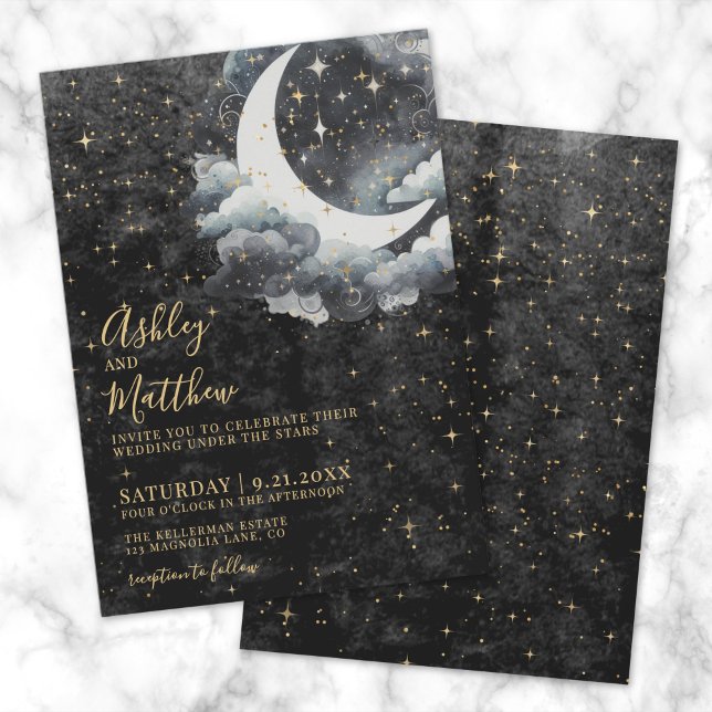 Convites Moon Celestial Wedding (Moon Celestial Wedding Invitation)