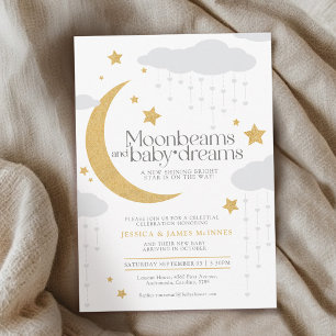Convites Moonbeams e chá de fraldas de sonhos para bebês