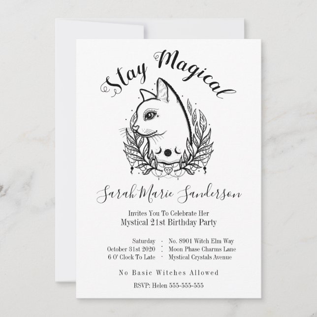 Convites Moonfase do Dia das Bruxas Místico de aniversário  (Frente)