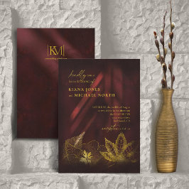 Convites Moonlight Romance Wedding Burgundy ID881