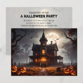 Convites Moonlit Mansion Halloween Party