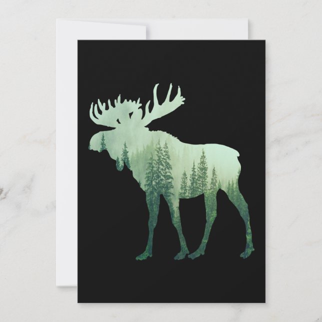 Convites Moose Deer E Floresta Natureza (Frente)
