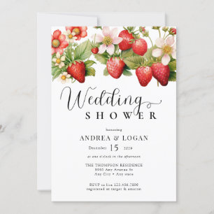 Convites Morango Chá de casamento de aquarelas