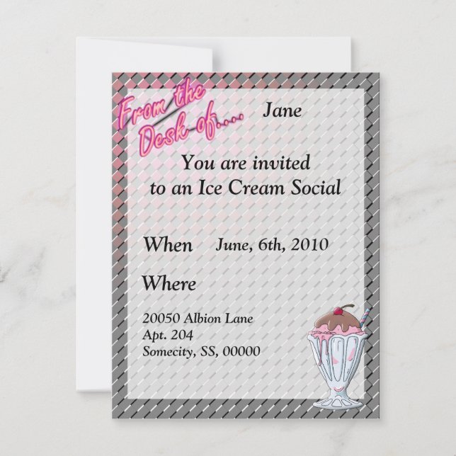 Convites Morango Chocolate Sundae Modelo (Frente)