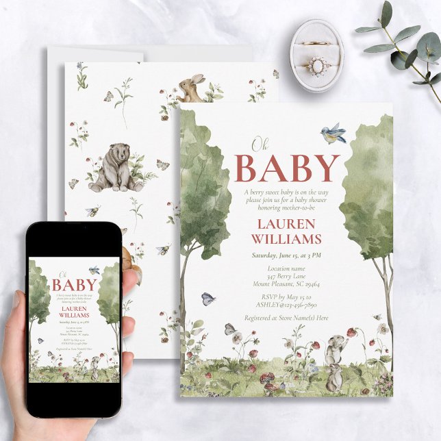 Convites Morango de Castanheiro Chá de fraldas (Criador carregado)