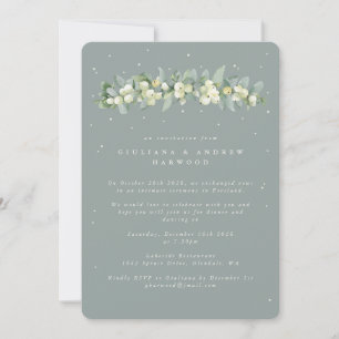 Convites Morango de Neve Azul+Recepção de casamento Eucalyp