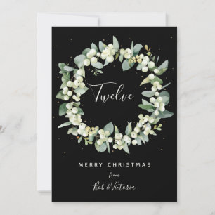 Convites Morango de Neve Preto+Número da Tabela Eucalyptus