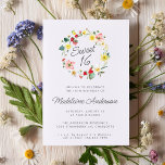 Convites Morango de Verão Flor Fresco Sweet 16<br><div class="desc">Strawberry Summer Flower Wreath Greenery 16th Doce 16 Convite de aniversário</div>