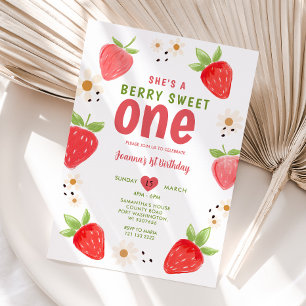 Convites Morango Doce Um primeiro aniversario De Berry