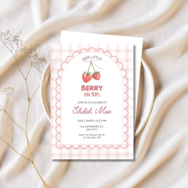 Convites Morango Por Cima Morango  (Berry Sweet Birthday Invite)