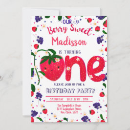 Convites Morango Primeiro Aniversário