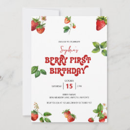 Convites Morango | Primeiro Aniversário 1º Aniversário