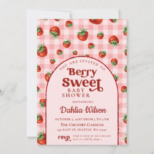 Convites Morango Rosa Vermelho Berry Chá de fraldas doce