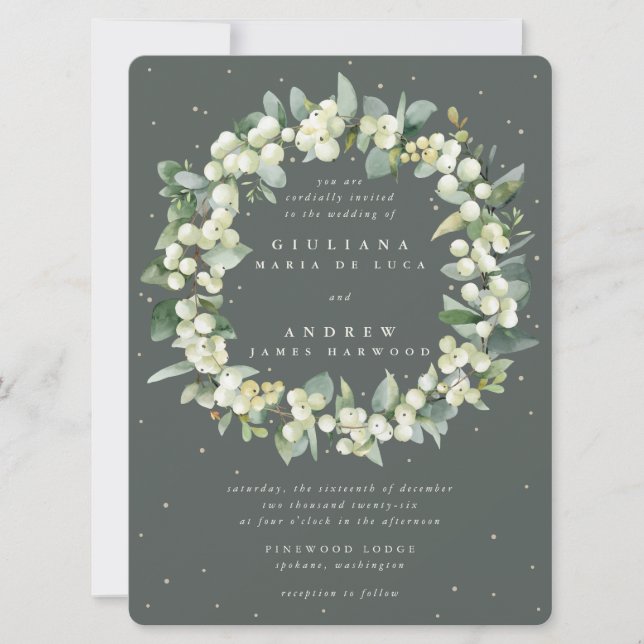 Convites Morango Verde Grande + Casamento Eucalyptus Wreath (Frente)