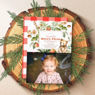 Convites Morangos e Ursos Berry Foto do Primeiro primeiro a