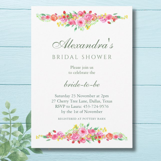 Convites Morangos Rosa Esbranquiçados e Chá de panela de Pe (Criador carregado)