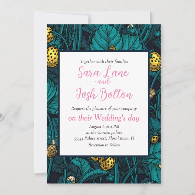 Convites Morangos selvagens, amarelos e azuis (Frente)