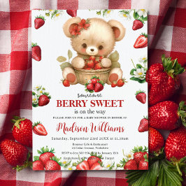 Convites Morangos Vermelhos Berry Doce Urso Chá de fraldas