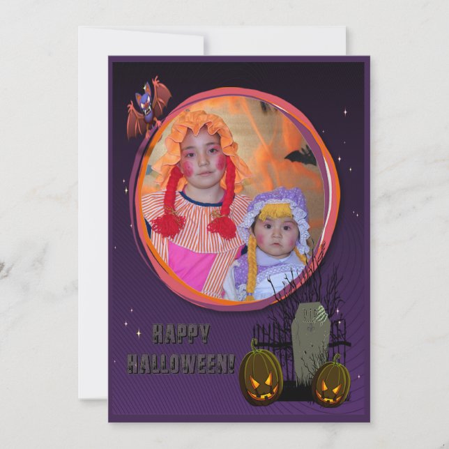 Convites Morcego, Jack o' Lanterns, Lápide, Adicionar Moldu (Frente)