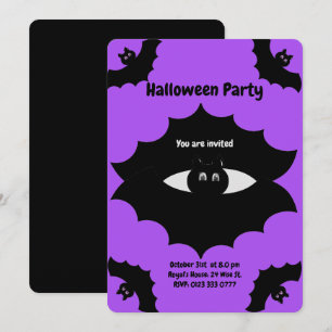 Convites Morcegos de Halloween em Ultra Violeta