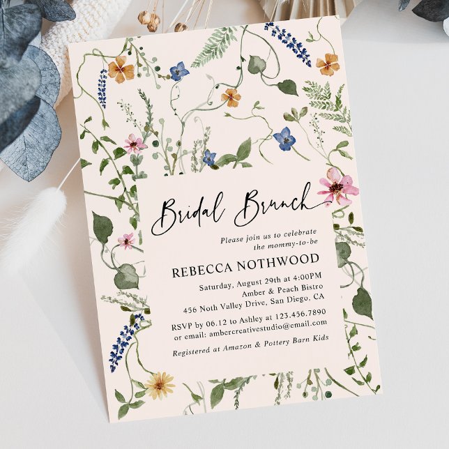 Convites Mordern Boho Wildflower Bridal BrunChá (Criador carregado)