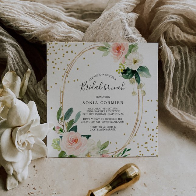Convites Morena e Dourada Brida Elegante Geométrica Brunch (Criador carregado)
