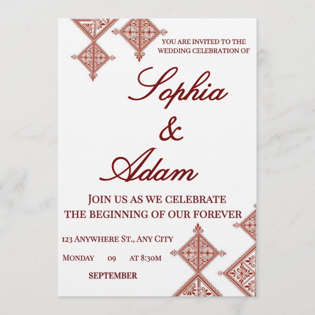 Convites Moroccan Berber Pattern Wedding Invitation (Frente)