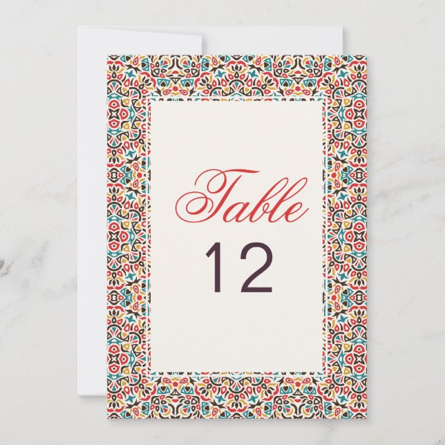 Convites Moroccan Lattice Geo Mandala Wedding Table Number (Frente)