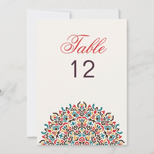 Convites Moroccan Lattice Geo Mandala Wedding Table Number (Frente)