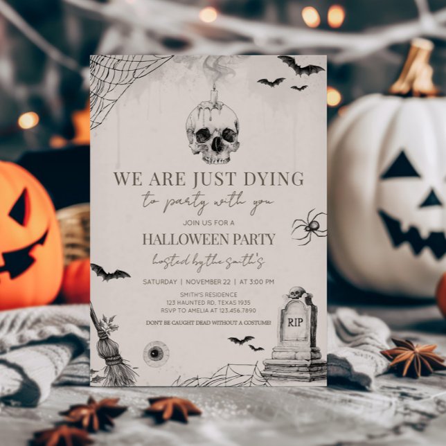 Convites Morrendo no Partido Adulto do Dia das Bruxas (We are just Dying to Party Halloween Party Invitation)