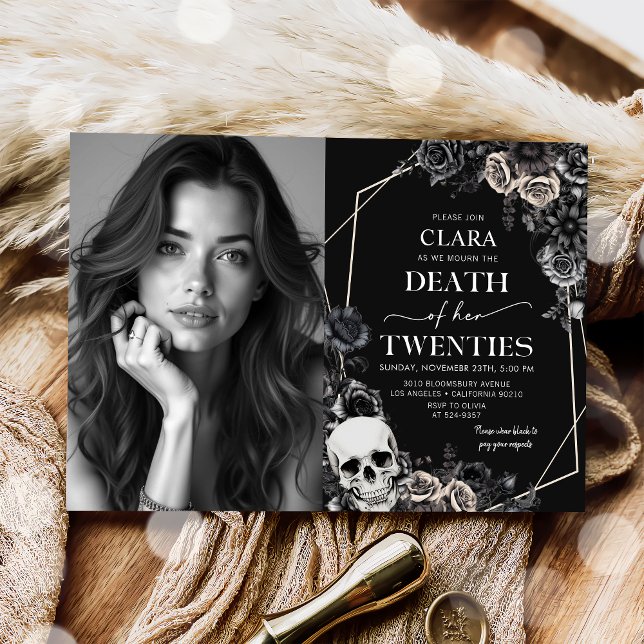 Convites Morte A Minha Foto De aniversário de 30 anos Flora (Criador carregado)