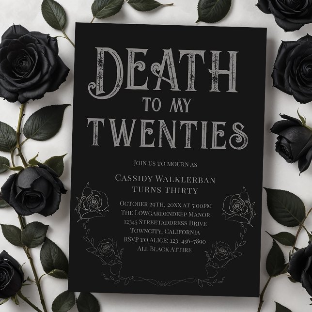 Convites Morte ao meu aniversário de 30 anos dos Vinte (Your twenties are gone. It's time to mourn...and celebrate. Customize this invitation for the party.)